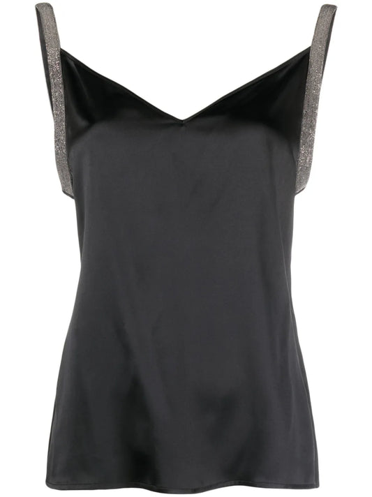 Metallic-Trim Satin Camisole