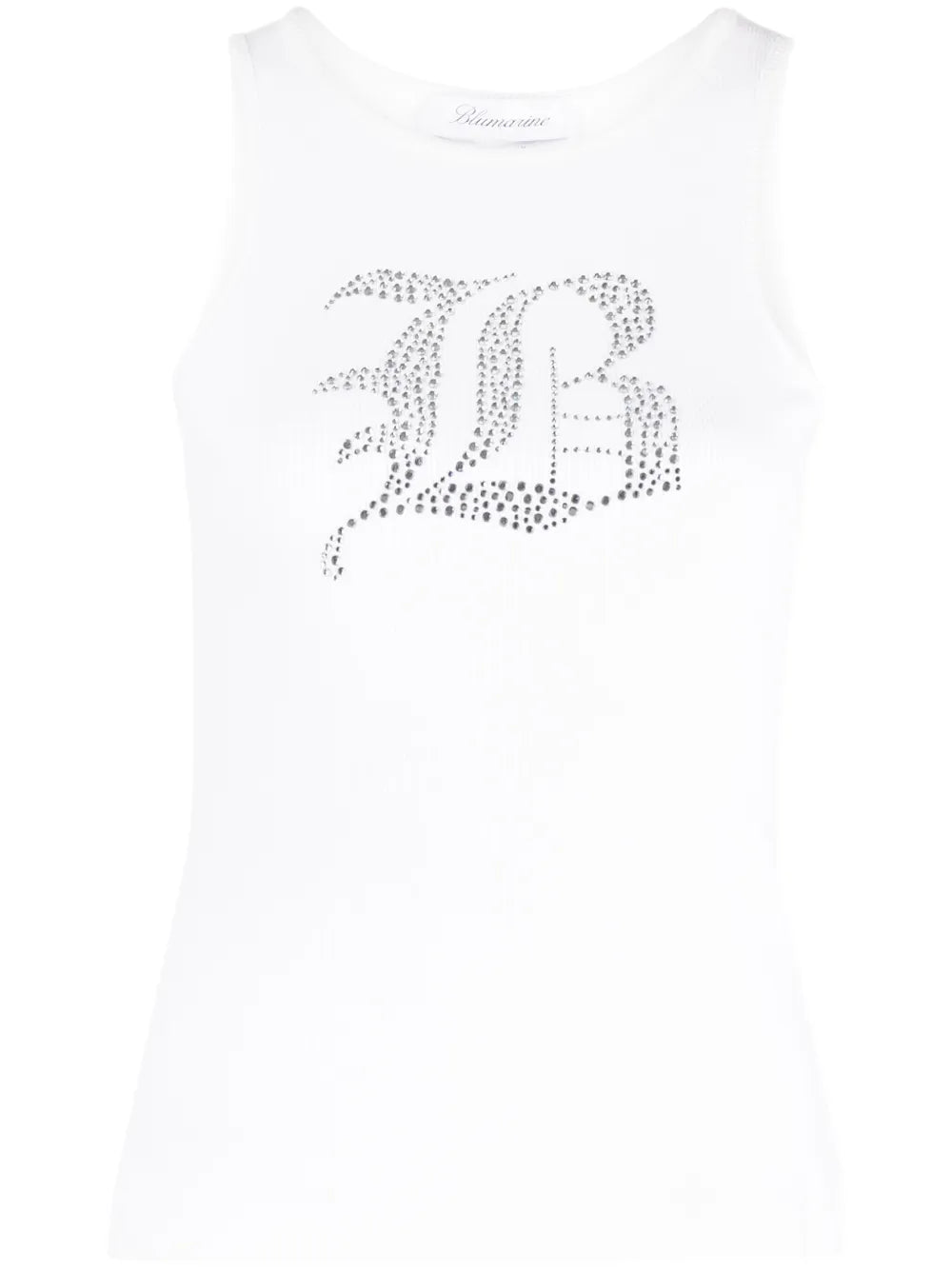 Rhinestone-Logo Ribbed Tank Top