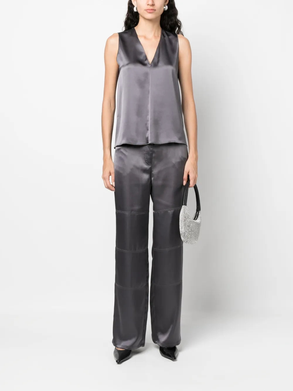 Straight-Leg Satin Trousers
