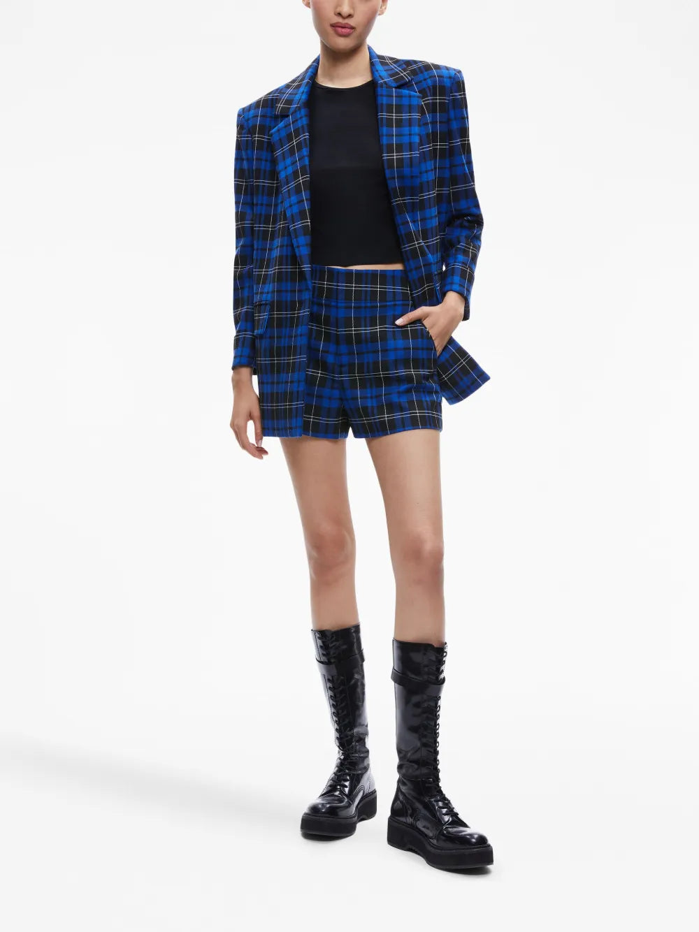 Cady High-Waist Check-Print Shorts