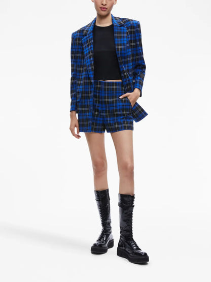 Cady High-Waist Check-Print Shorts