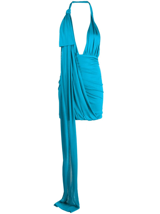 Halterneck Ruched Layered Minidress