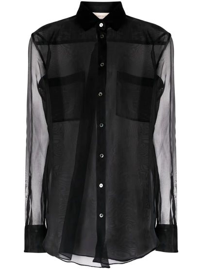 Capparis Semi-Sheer Silk Shirt