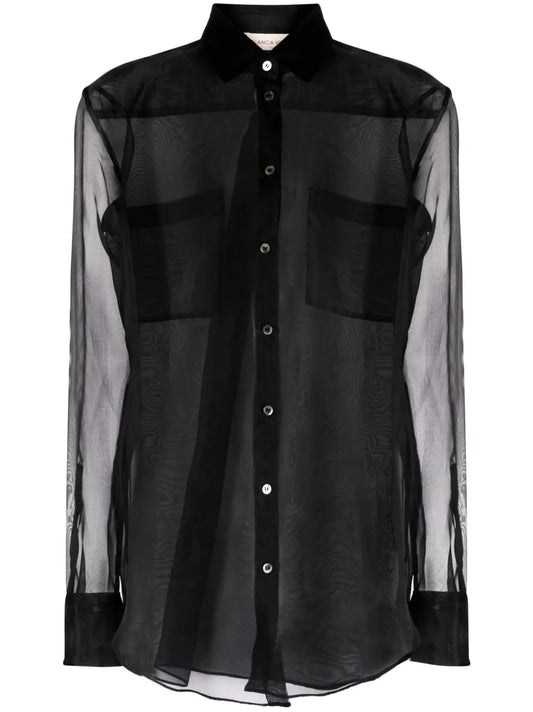 Capparis Semi-Sheer Silk Shirt