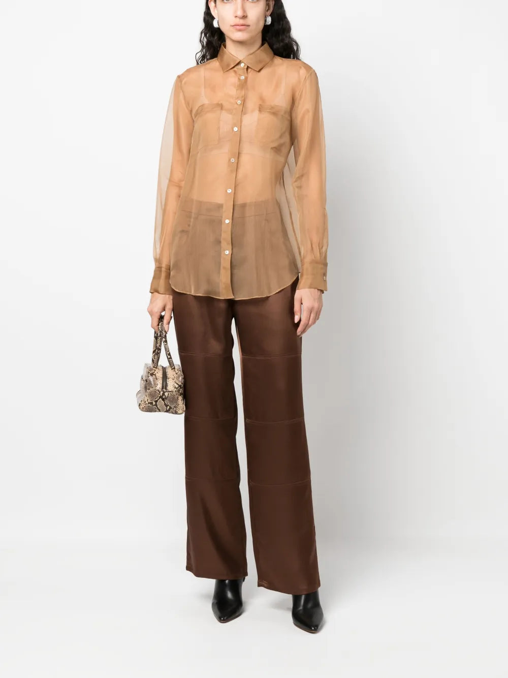 Straight-Leg Satin Trousers