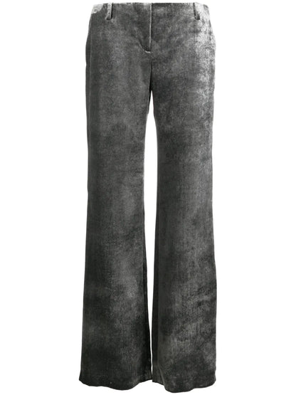 Crushed-Velvet Low-Rise Trousers