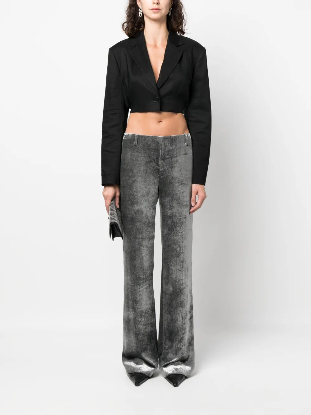 Crushed-Velvet Low-Rise Trousers