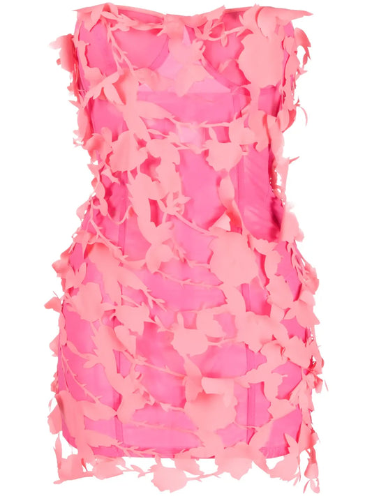 Strapless Floral-Appliqué Minidress
