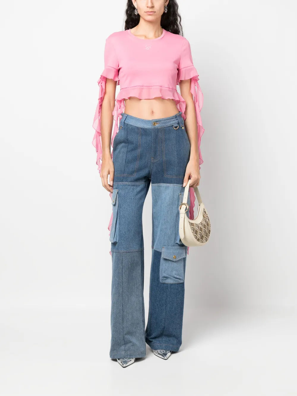 Logo-Embroidered Ruffled Blouse
