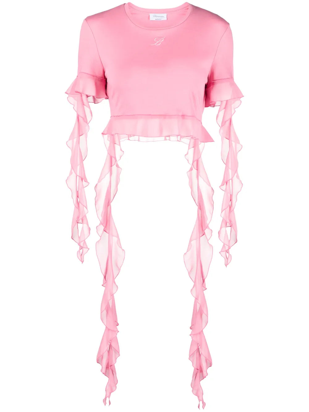 Logo-Embroidered Ruffled Blouse