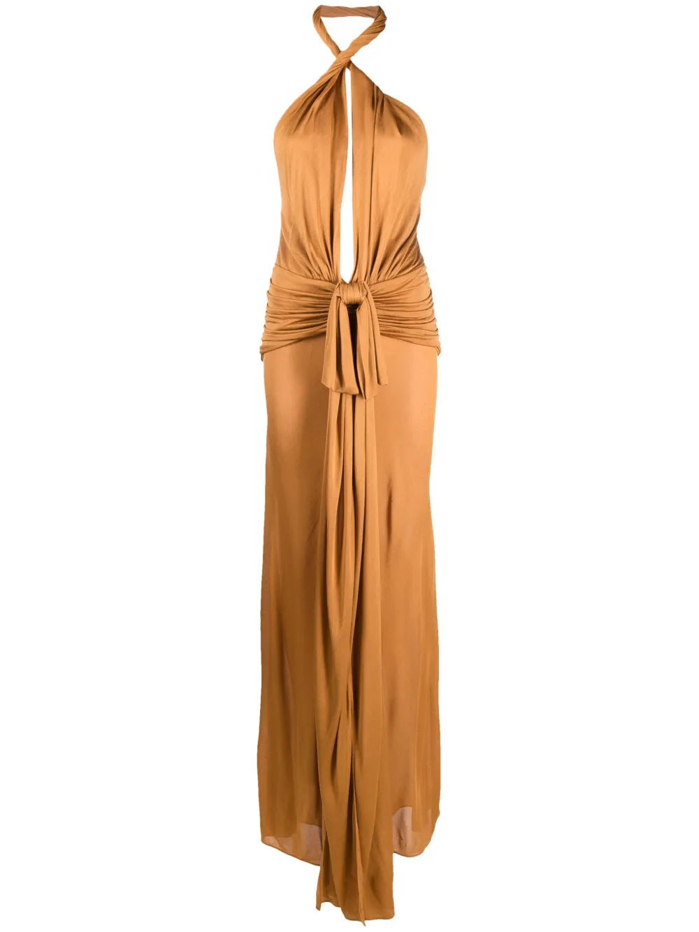 Plunging V-Neck Draped Gown
