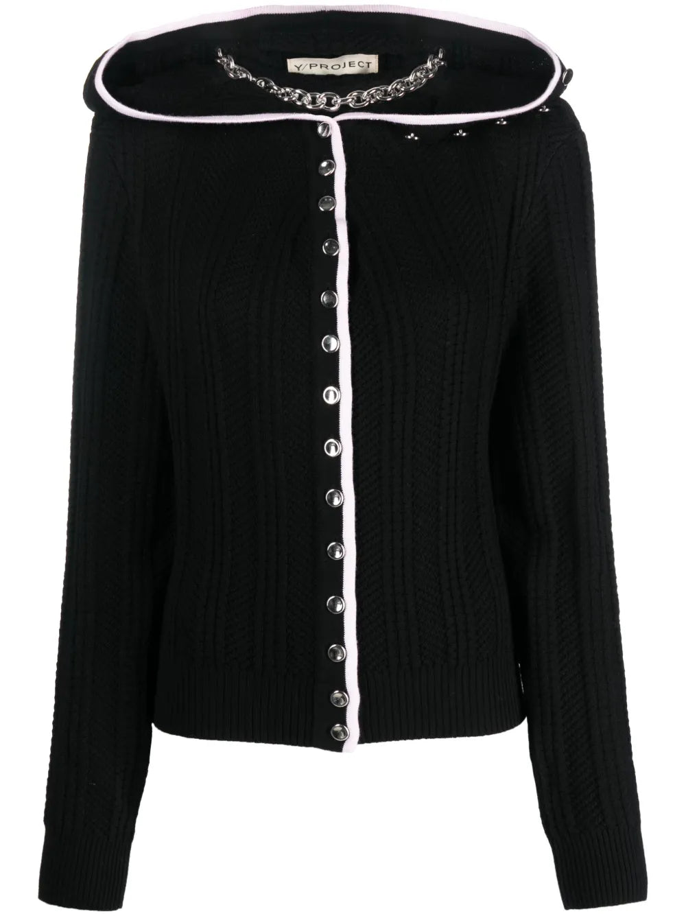 Evergreen Ruffled-Neckline Wool Cardigan