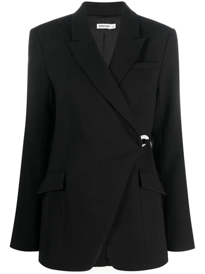 Eva Crossover-Neck Clasp-Fastening Blazer