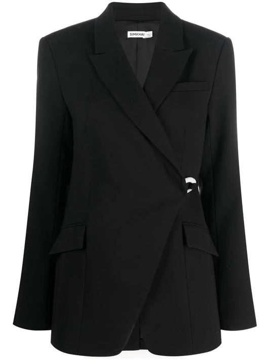 Eva Crossover-Neck Clasp-Fastening Blazer