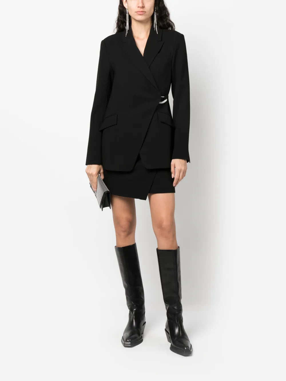 Eva Crossover-Neck Clasp-Fastening Blazer
