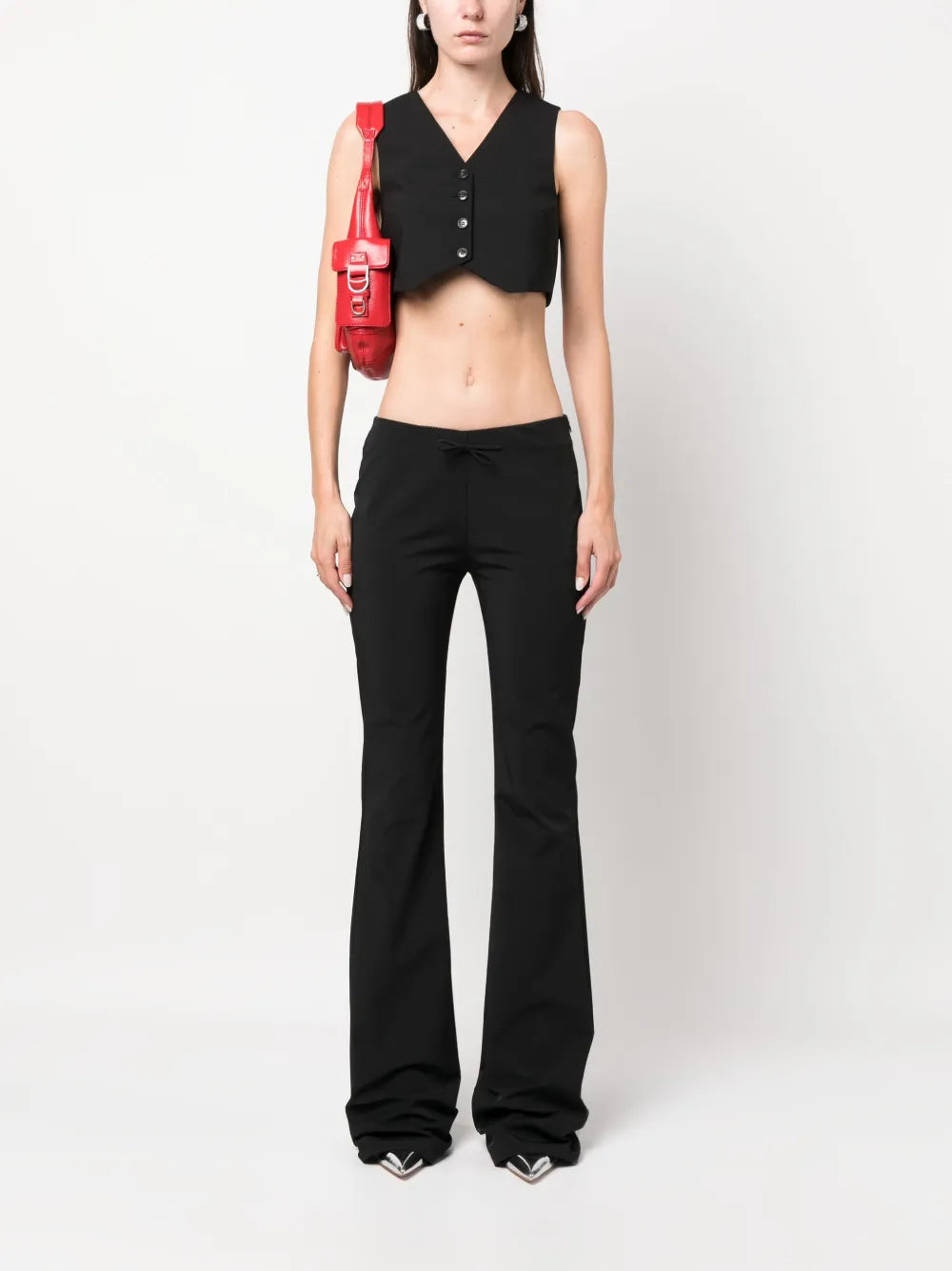 Flared Bow-Detail Trousers