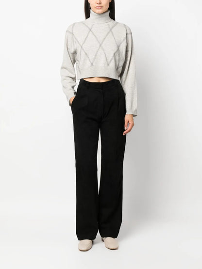 Bead-Detailing Wool-Blend Jumper
