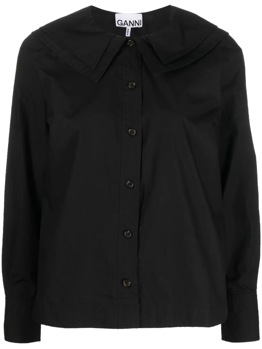 Layered Bib-Collar Cotton Shirt
