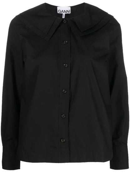 Layered Bib-Collar Cotton Shirt