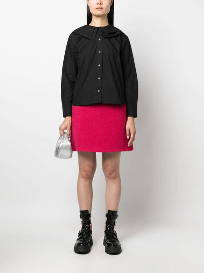 Layered Bib-Collar Cotton Shirt