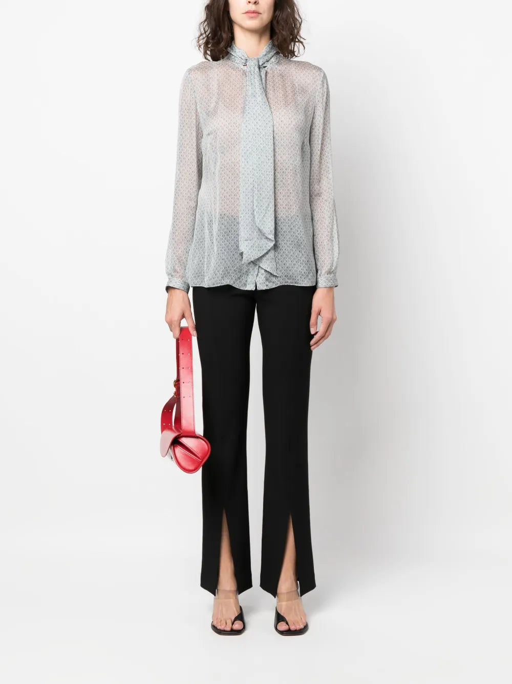 Geometric-Pattern Silk Blouse