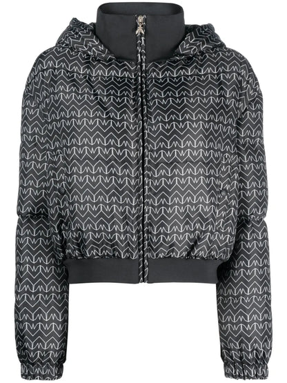 Monogram-Pattern Hooded Puffer Jacket