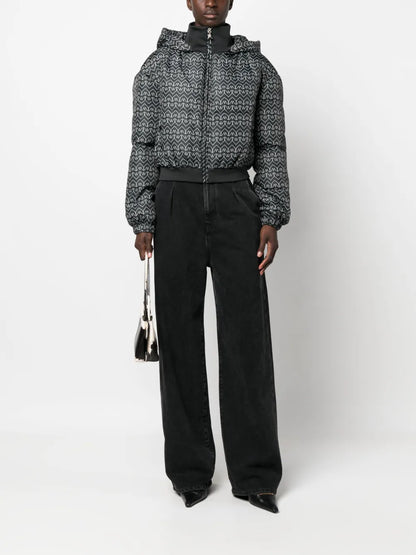 Monogram-Pattern Hooded Puffer Jacket