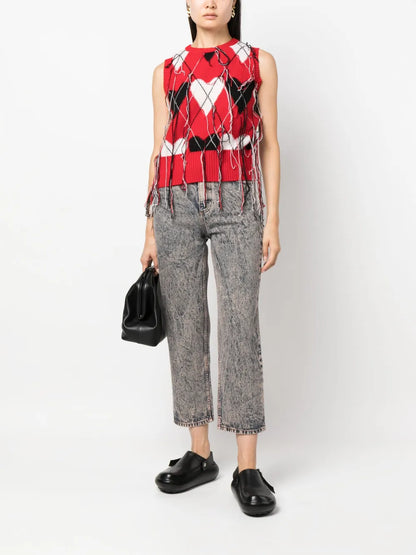 Acid-Wash Cropped Jeans