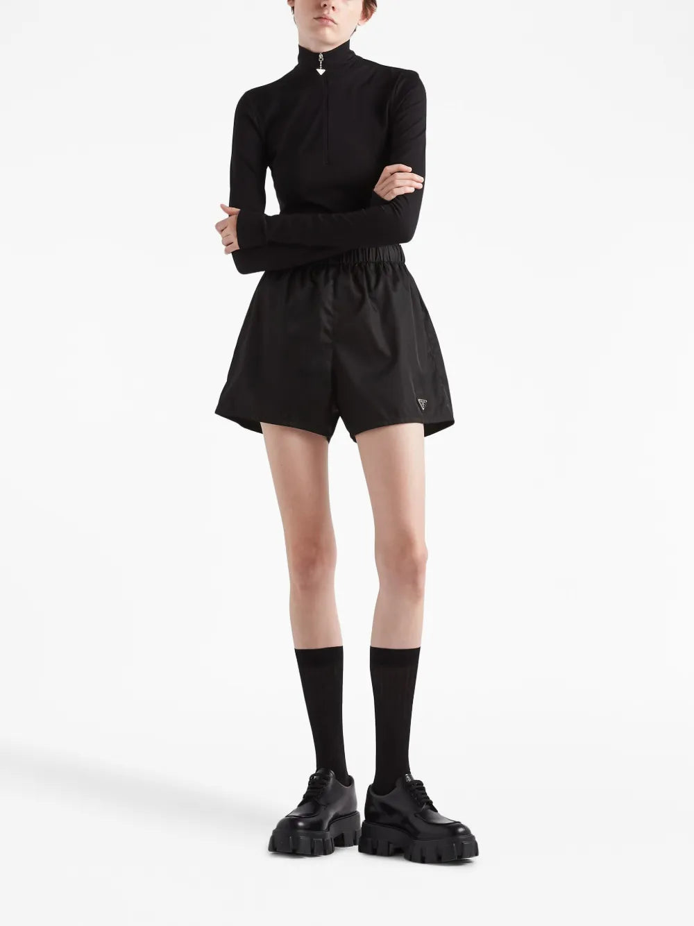 Triangle-Logo Roll-Neck Top