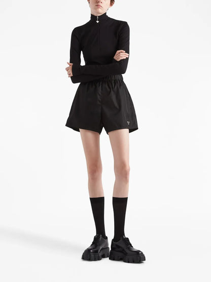 Triangle-Logo Roll-Neck Top