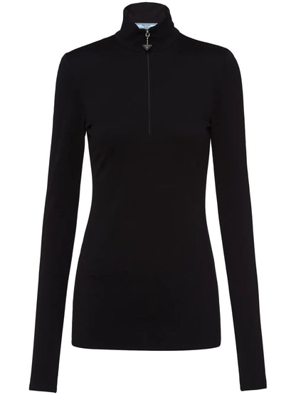 Triangle-Logo Roll-Neck Top