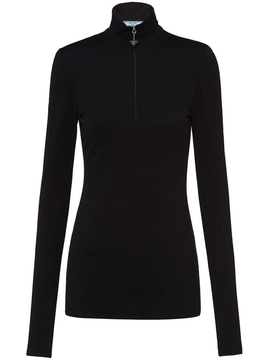 Triangle-Logo Roll-Neck Top