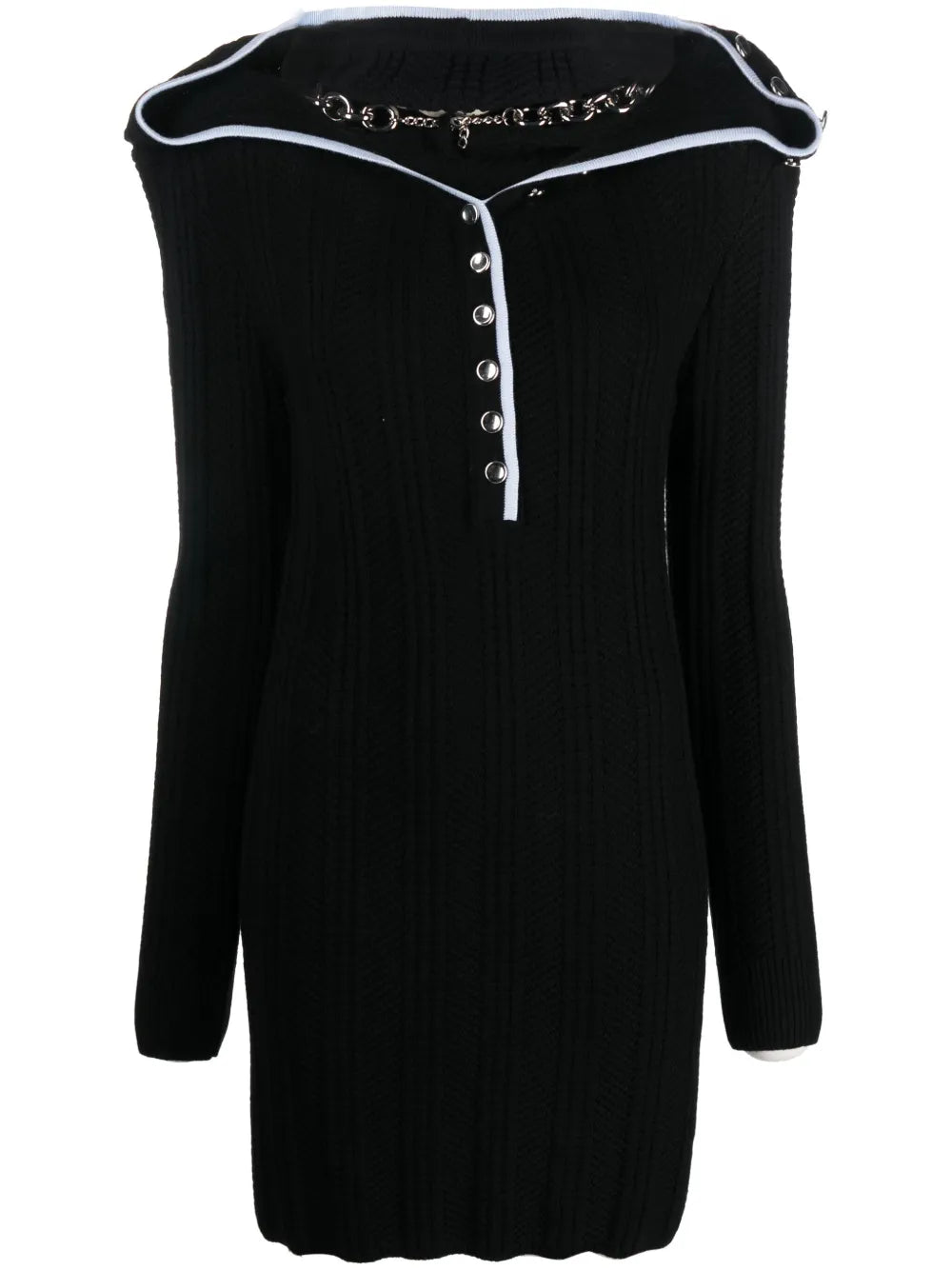 Ruffle-Collar Merino Wool Minidress