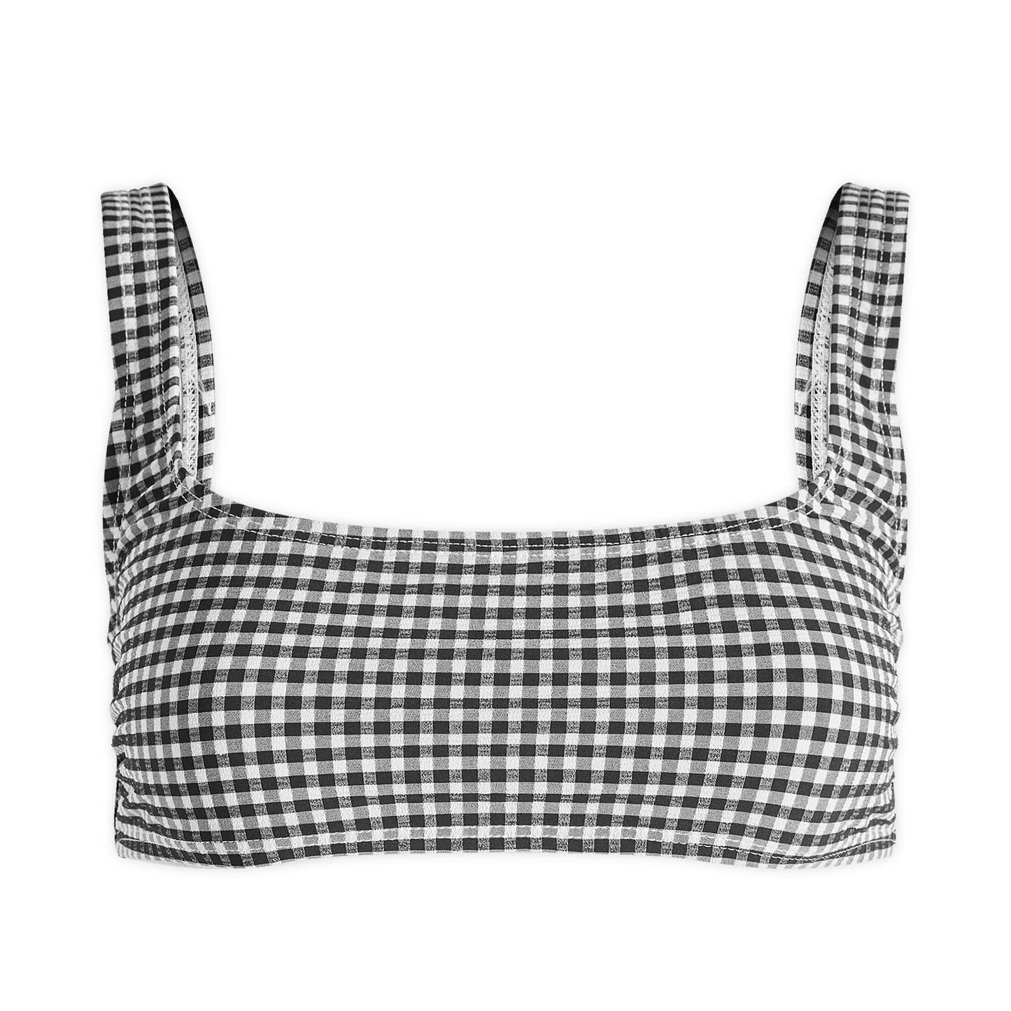Gingham Square Neck Support Bra