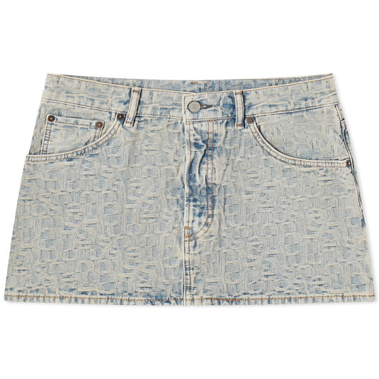 Macaria Monogram Denim Mini Skirt