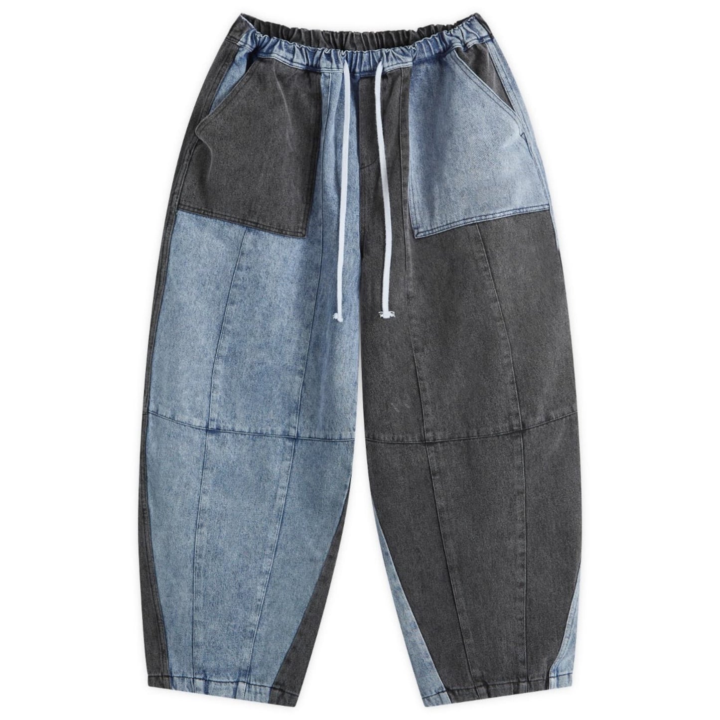 Denim Mix Fatigue Balloon Pants
