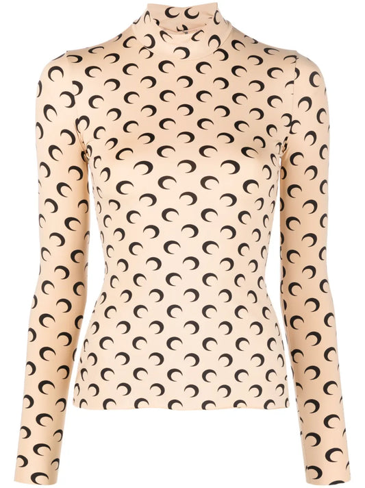 Crescent Moon-Print Jersey Top