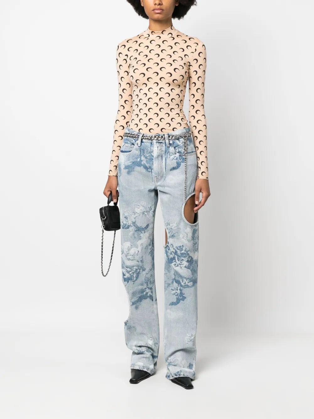 Crescent Moon-Print Jersey Top