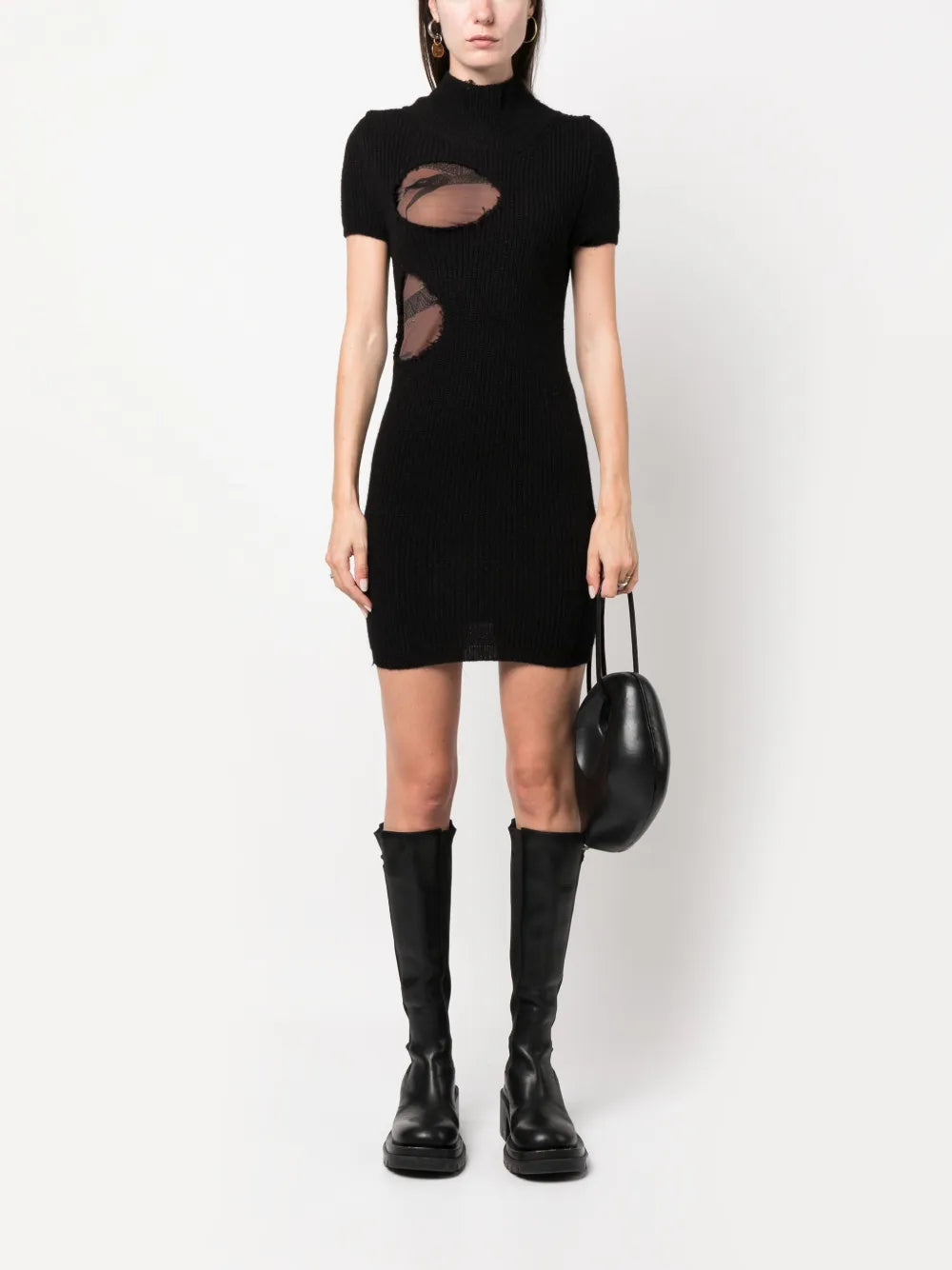 Cut-Out Ribbed Minidress
