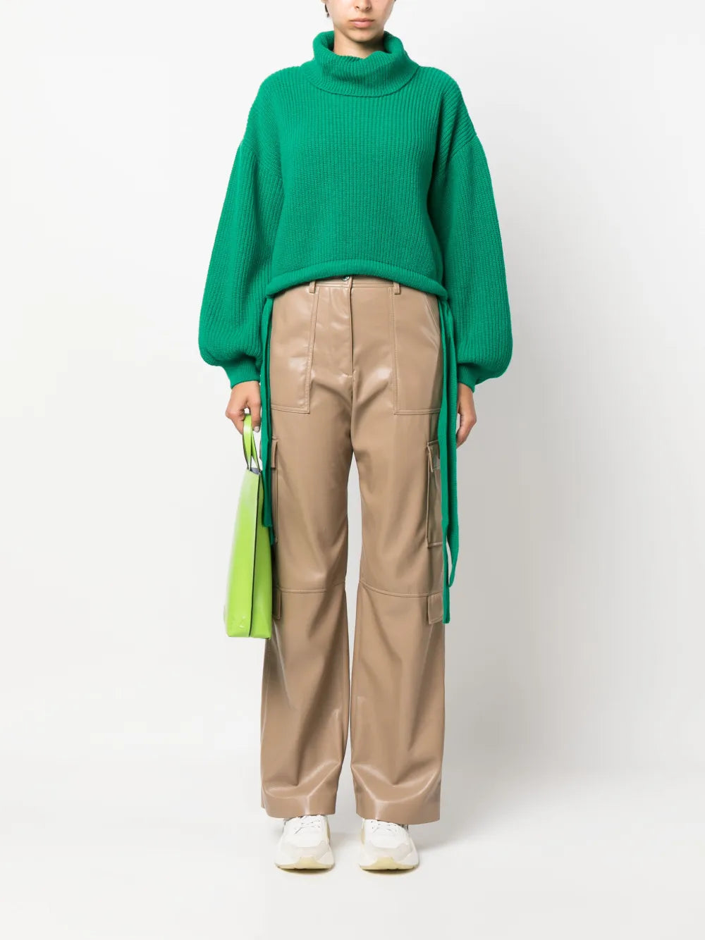 Faux-Leather Cargo Trousers