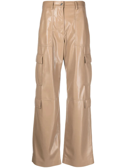 Faux-Leather Cargo Trousers