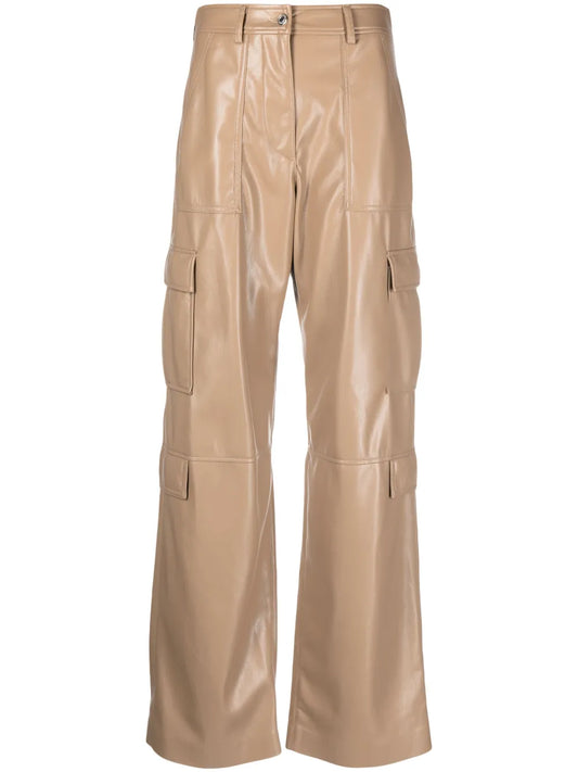 Faux-Leather Cargo Trousers
