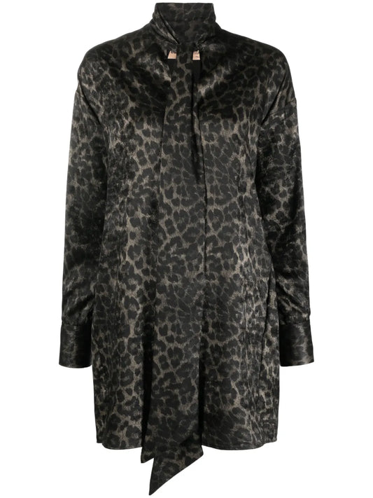 Leopard-Print Shirt Dress