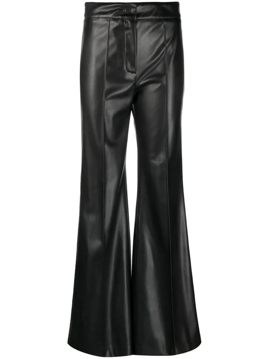 Faux-Leather Flared Trousers