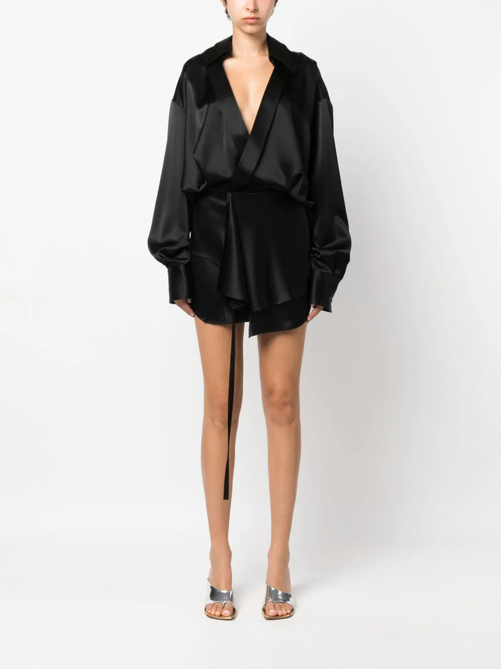 V-Neck Long-Sleeve Minidress