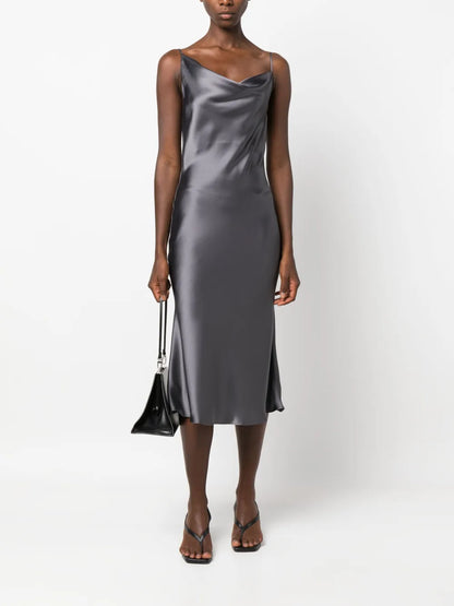 Drapped Satin-Finish Dress