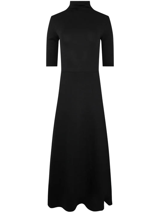 Roll-Neck Fine-Knit Midi Dress
