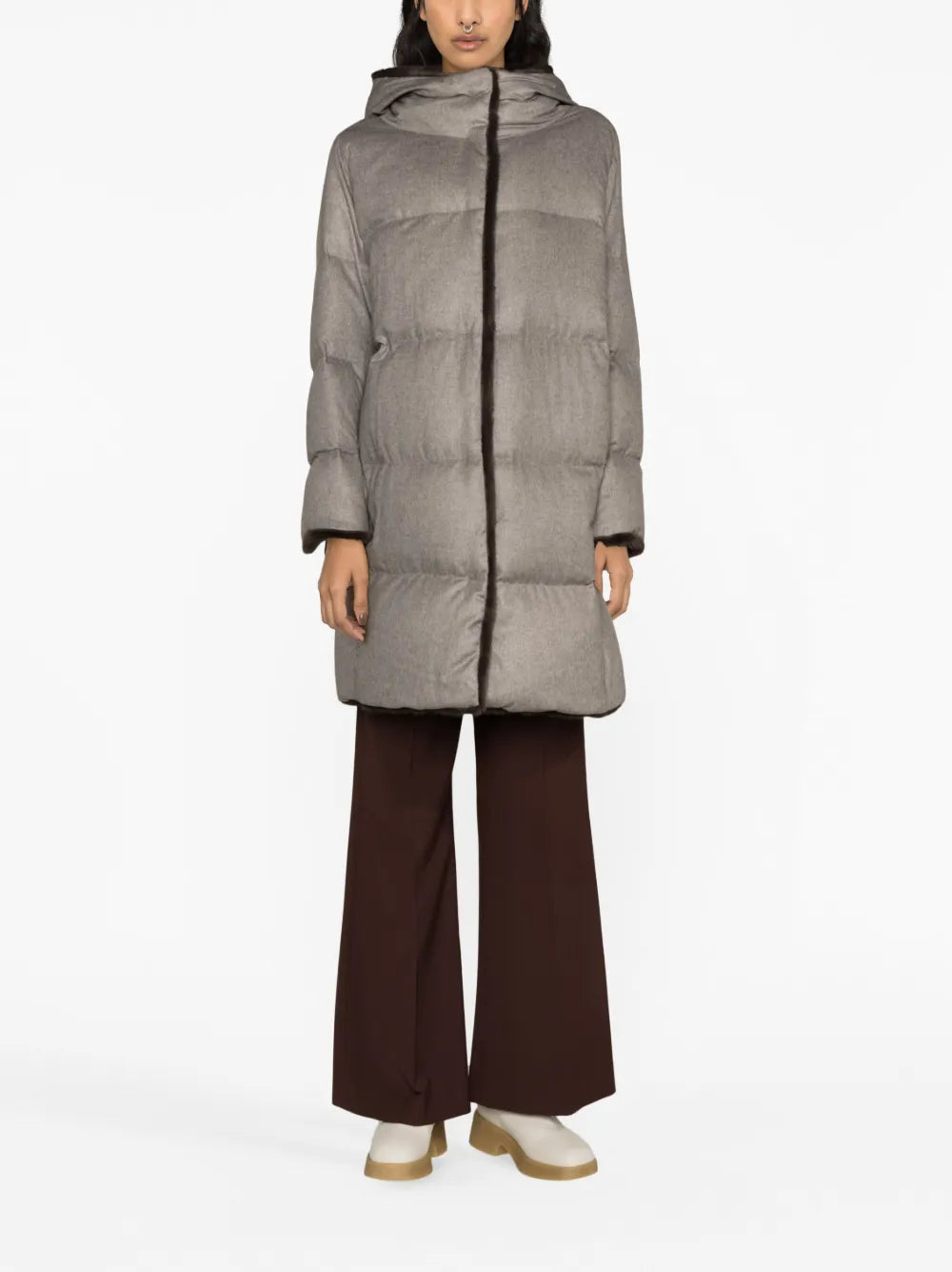 Faux Fur-Lined Quilted Coat