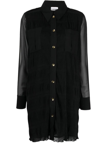 Georgette Straight-Point Collar Dress