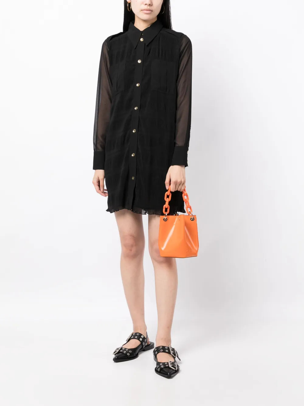 Georgette Straight-Point Collar Dress
